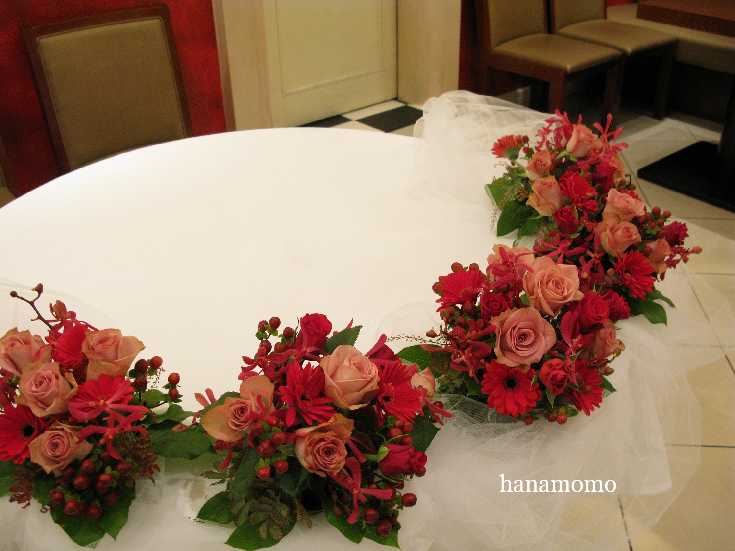 2個セット　結婚式　装花　2次会　造花　テーブルアレンジ　受付　仏花　ゆり　薔薇